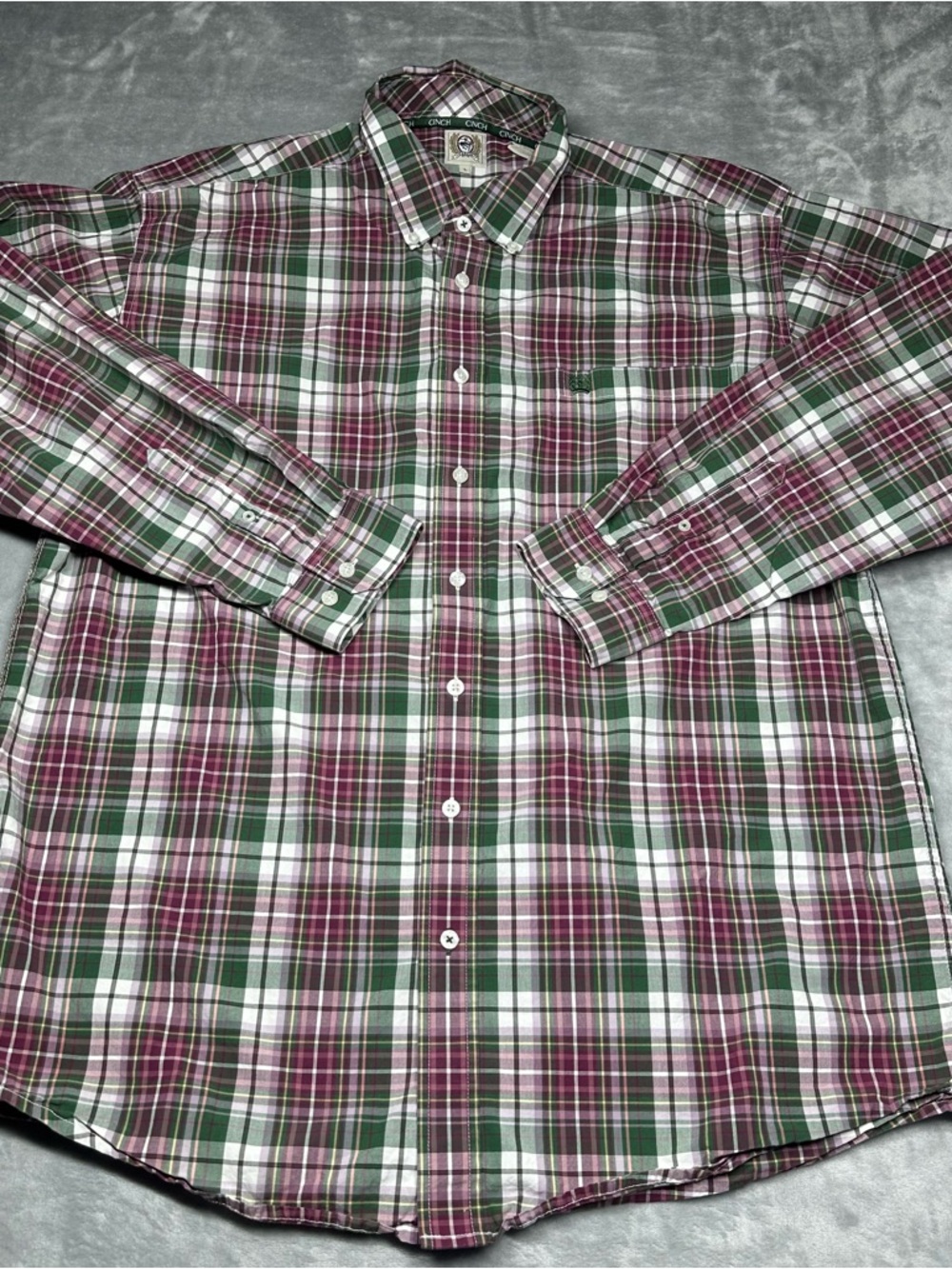 Cinch Men's Large Classic Fit Western Plaid Button Down LS Shirt  J003